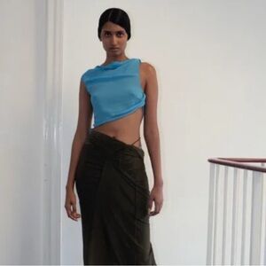 Supriya Lele Twist Blue Asymmetrical Tank‎ Top Medium M